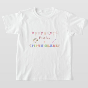 First Day of 5th Grade Shirt Art Theme