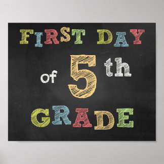 First day of 5th Grade Sign -Chalkboard
