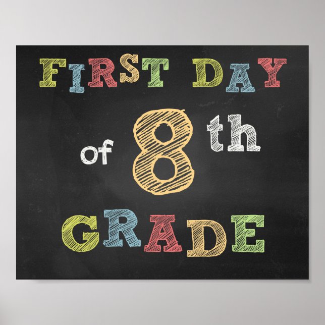 First day of 8th Grade Sign -Chalkboard (Front)
