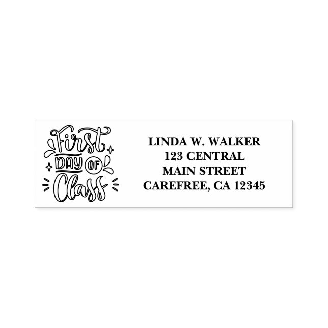 First Day Of Class Return Address Self-inking Stamp (Design)