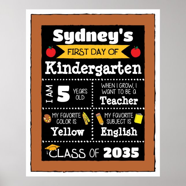 First day of Class Signs Student Art - Yellow (Front)