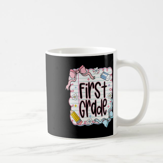 First Day Of First Grade Coquette Bow For Teacher  Coffee Mug (Right)