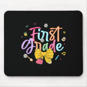 First Day Of First Grade Coquette Bow Pencil Teach Mouse Pad