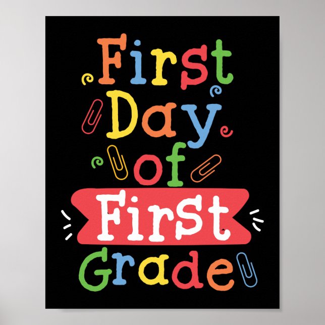 First Day Of First Grade Hello First Grade Teacher Poster (Front)