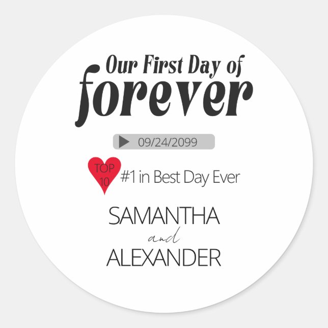 First Day of Forever Movie Poster Cover Wedding Classic Round Sticker (Front)