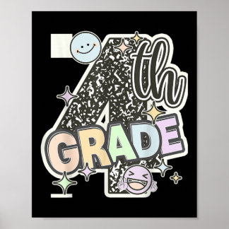 First Day Of Fourth Grade Composition Notebook Tea Poster