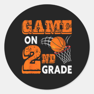 First Day of Game On 2nd Grade Back To School Bask Classic Round Sticker
