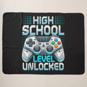 First Day of High School Level Unlocked Sherpa Blanket