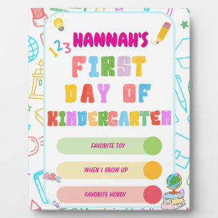 First Day Of Kindergarden Sign, Back to School  Plaque