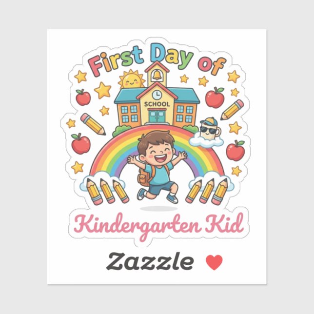 First Day of Kindergarten Back to School Sticker (Sheet)