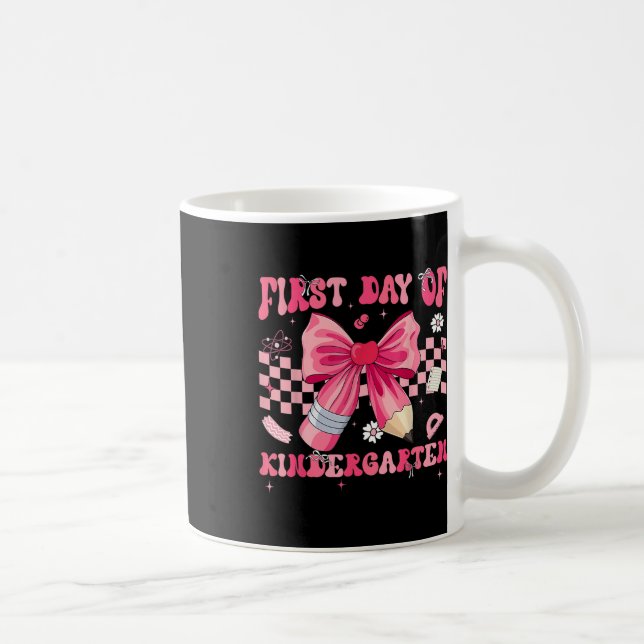 First Day Of Kindergarten Coquette Bow Pencil Back Coffee Mug (Right)
