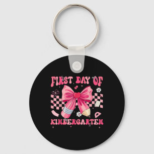 First Day Of Kindergarten Coquette Bow Pencil Back Keychain