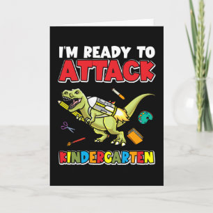 First Day of Kindergarten Dinosaur Card