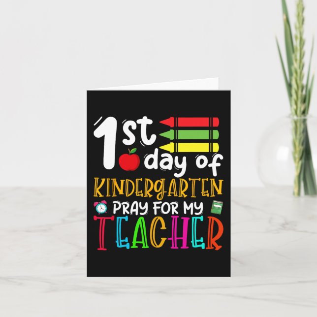 First Day Of Kindergarten Pray For My Teacher Back Card (Front)