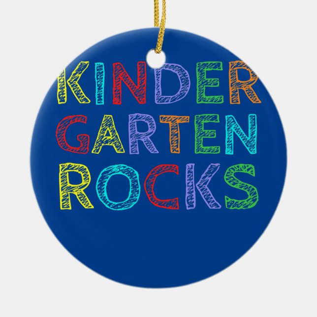 First Day Of Kindergarten Ready To Rock Ceramic Ornament (Front)