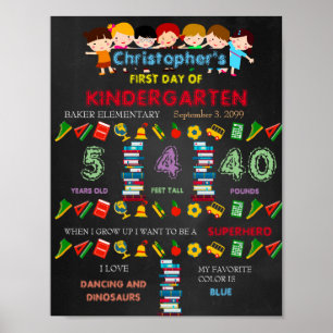 First Day of Kindergarten Sign BOY, Black &
