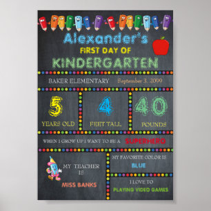 First Day of Kindergarten Sign BOY, Chalkboard 2