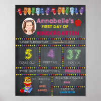 First Day of Kindergarten Sign GIRL, Chalkboard