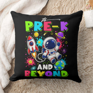 First Day of Pre-K Astronaut Space Back to School Throw Pillow