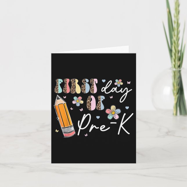First Day Of Pre-k Back To School Teacher Boho Leo Card (Front)