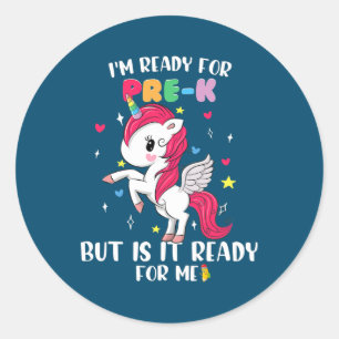 First Day Of Pre K Funny Back To School  Classic Round Sticker