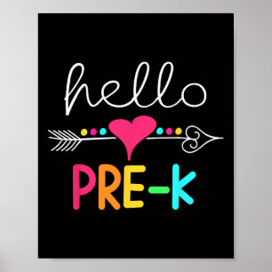 First Day Of Pre K Hello Back To School Teacher  Poster