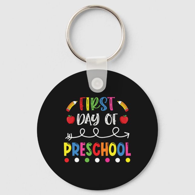 First Day of Preschool Back to School Teacher Stud Keychain (Front)