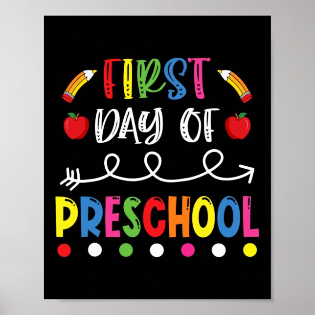 First Day of Preschool Back to School Teacher Stud Poster (Front)