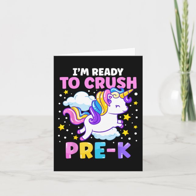 First Day of Preschool I'm Ready To Crush Pre-K Un Card (Front)