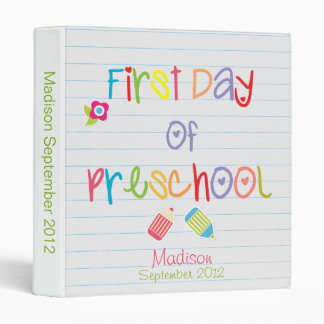 First Day of Preschool Keepsake Binder