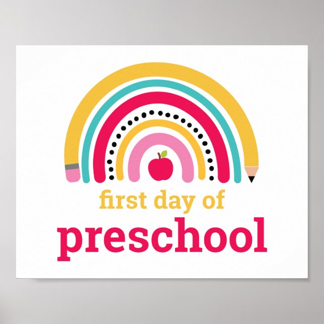 First Day of Preschool Rainbow Sign (Front)