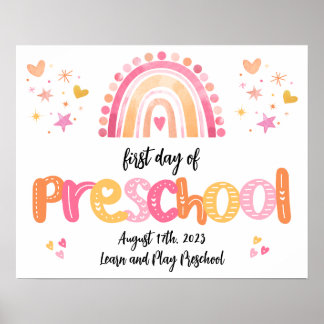 First Day of Preschool Sign Back to School Photo
