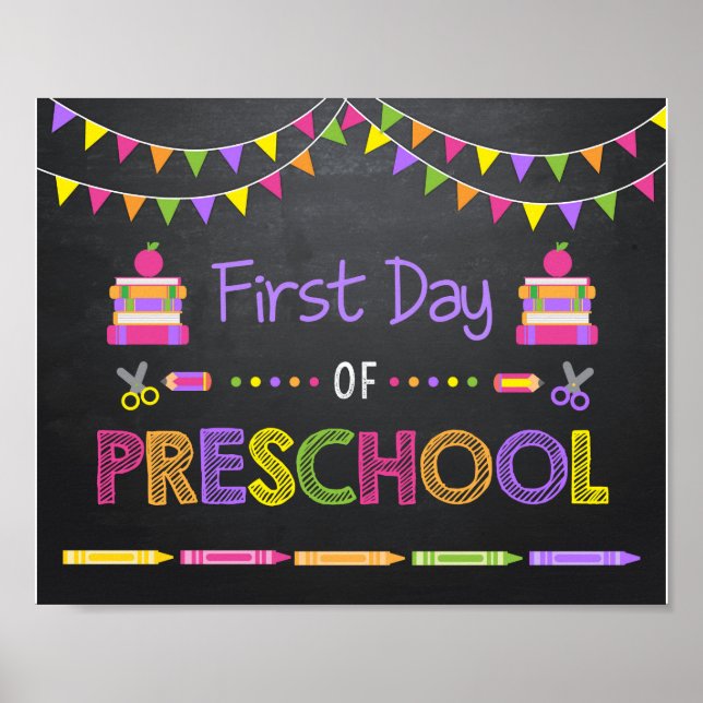 First Day of Preschool Sign, Back to School Sign (Front)