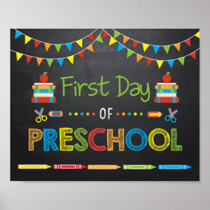 First Day of Preschool Sign, Chalkboard Sign