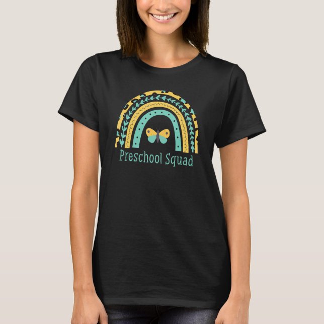 First Day Of Preschool Squad 2022 Rainbow Leopard  T-Shirt (Front)