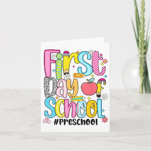 First Day Of Preschool Teacher Kid Boy Preppy Back Card