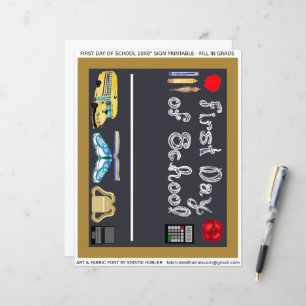 First Day of School 10x8" Sign Letter Paper