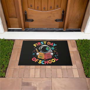 First Day of School Astronaut Space Back to School Doormat