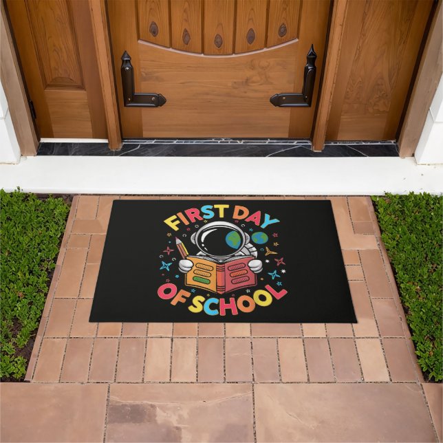 First Day of School Astronaut Space Back to School Doormat (Outdoor)
