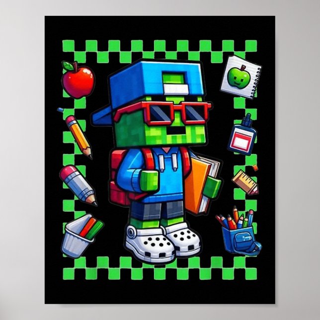 First Day Of School Back To School Gamers Boys Kid Poster (Front)