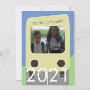 First Day of School Bus Script Brother Sister Card