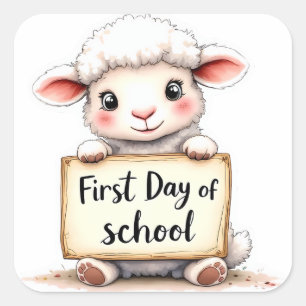 First Day Of School-Cute Lamb Sticker