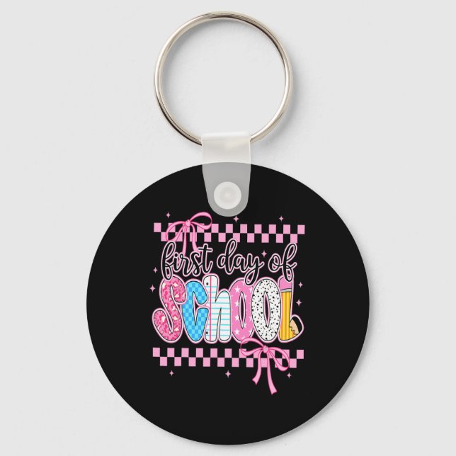 First Day Of School Floral Bundle For Teacher  Keychain (Front)