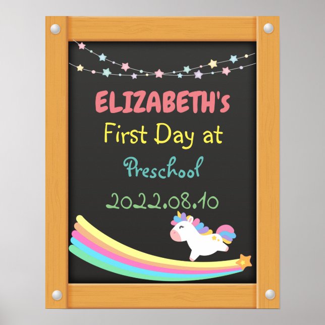 First Day of School Framed Chalkboard Background Poster (Front)