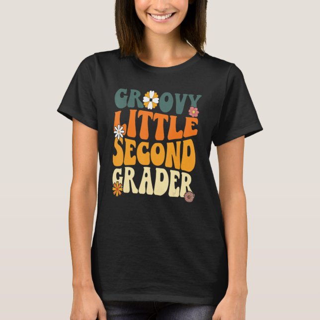 First Day Of School Groovy Little Second Grader 2n T-Shirt (Front)