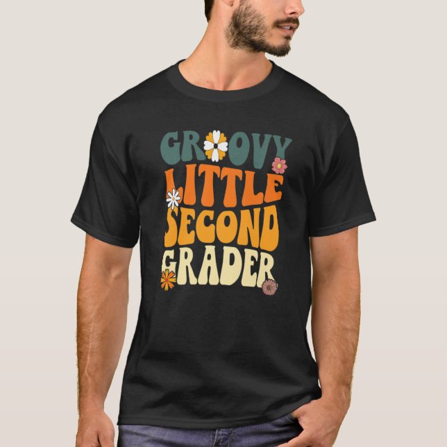 First Day Of School Groovy Little Second Grader 2n T-Shirt (Front)