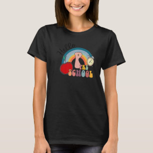 First Day Of School Hello Preschool Rainbow Back T T-Shirt