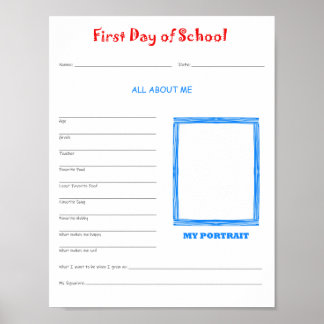 First Day of School Interview Printable Download Poster