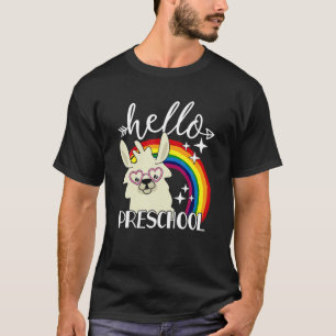 First Day Of School Llama Teacher Student Hello Pr T-Shirt