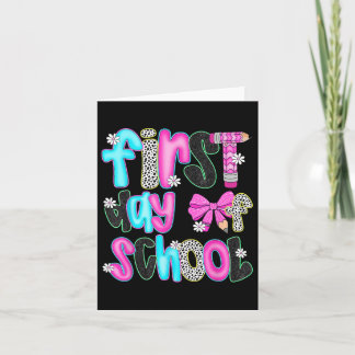 First Day Of School Pencil Coquette Bow Funny Back Card
